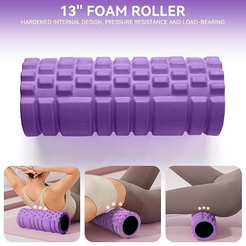 Krightlink Foam Roller for Muscle Massager, Patented 13" High Density Exercise Roller for Muscle and Myofascial Trigger Point Release, Yoga, Back Roller for Fitness, Yoga (Purple) thumbnail 4
