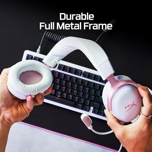 HyperX Cloud III – Wired Gaming Headset, PC, PS5, Xbox Series X|S, Angled 53mm Drivers, DTS, Memory Foam, Durable Frame, Ultra-Clear 10mm Mic, USB-C, USB-A, 3.5mm – Pink thumbnail 8