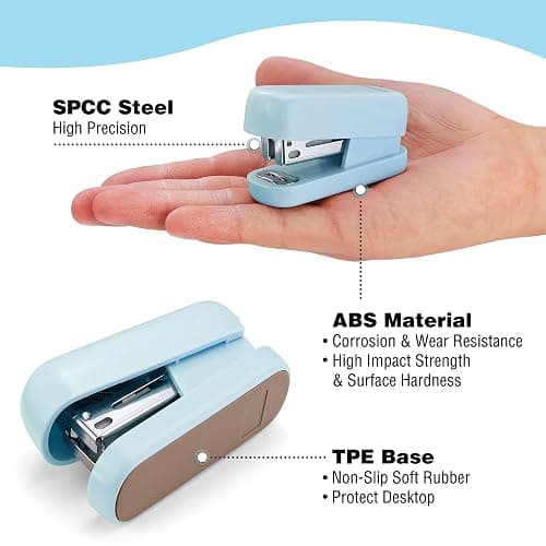 WORKPRO Mini Stapler with Staples, Blue Stapler Set Includes Two Small Staplers, One Staple Remover, 2000 Standard Staples, Lock Design, Non-Slip Base - Staplers for Desk, Classroom, Office thumbnail 4