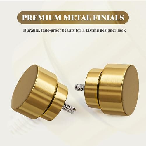 Oneach Heavy Duty Curtain Rods for Windows 28 to 48 Inch, 1 Inch Brass Gold Curtain Rod, Adjustable Length Rod with Metal Finials, Modern Decorative for Bedroom Kitchen Living Room (16 to 60 Inch) thumbnail 3