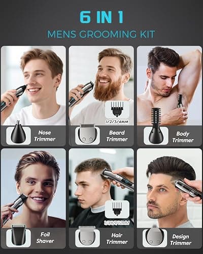 Brightup Beard Trimmer for Men - Electric Razor & Shaver, Cordless Hair Clippers Trimmers Set, IPX7 Waterproof Mens Grooming Kit for Shaving Face, Mustache, Body, Ear, Nose Hair Trimmer, Gifts for Men thumbnail 2