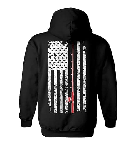 Haase Unlimited Fishing Pole American Flag - Fisherman USA Unisex Hoodie Sweatshirt - Image 1