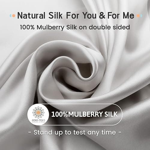 iCooBreeze Silk Pillowcases 100% Mulberry Silk Double Sided, Real Silk Pillow Case for Hair and Skin, Pillow Cover with Hidden Zipper (Standard(20"x26") 1 Pack, Silver Grey) thumbnail 2