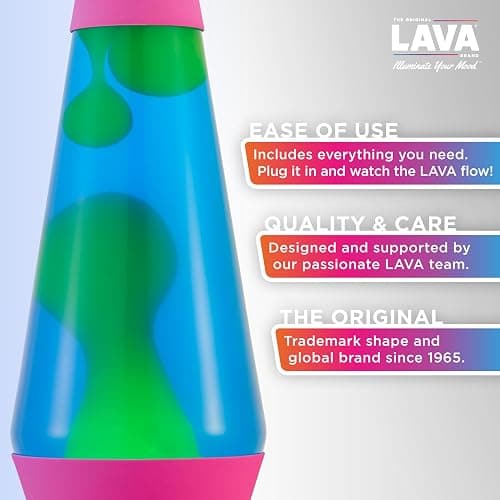 LAVA The Original Lamp - 14.5" Neon Pink - Classic Liquid Motion Lamp - Green/Yellow and Blue Liquid - Item #2383 (Amazon Exclusive) thumbnail 3