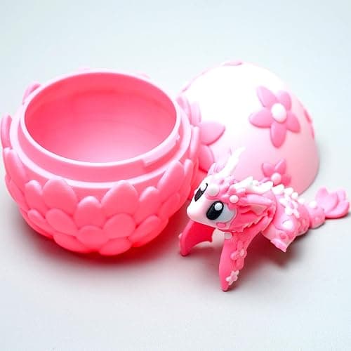 LUYUCUBE Colourful 3D Printed Dragon Egg,Little Dragon Inside Egg,Flexible Realistic Articulated Animal Fidget Toys,Mystery Figurines Gifts,Executive Desk Décor and Festival Collectible (Sakura) thumbnail 9