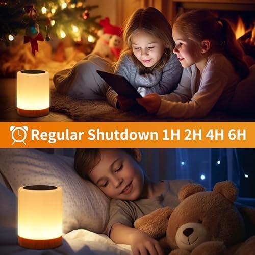 OORUN Touch Bedside Table Lamp,13 RGB Colors & 5 Brightness, USB Rechargeable Desk Lamp, Remote Control Dimmable Night Light with RGB Color Changing,Portable Lamp for Baby, Bedroom, Living Room - Brown thumbnail 6