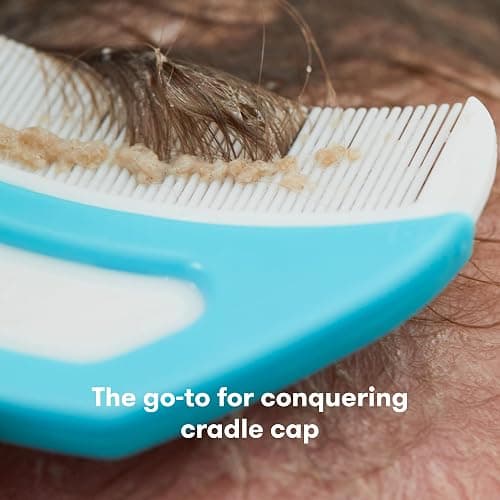 Frida Baby The 3-Step Cradle Cap System, DermaFrida The FlakeFixer, Sponge, Brush, Comb and Storage Stand for Babies with Cradle Cap, White-Blue thumbnail 2