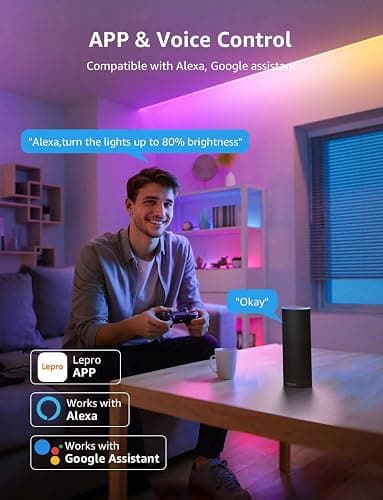 Lepro S1 AI LED Strip Lights for Bedroom - 32.8ft Smart RGB Light Strips with IC and Rainbow Chasing Effects, Color Segment DIY, Personalized Al Lighting Designer, No Remote, 2.4G Wi-Fi & Bluetooth thumbnail 6