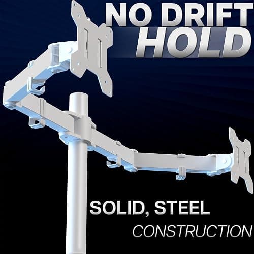 VIVO Dual Monitor Desk Mount for 13 to 30 inch Screens, STAND-V002W | White, Articulating, Adjustable Monitor Arm, Grommet or C-Clamp Mounting, Computer Stand for 2 Monitors, Holds 22 lbs Each thumbnail 8