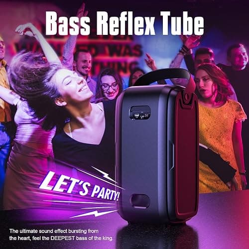 W-KING 180W Peak Party Loud Bluetooth Speaker Portable Wireless Outdoor Boom Box/4 Drivers with 2*Subwoofer/HD Huge 105dB Pulse Natural Deep Bass Tube, 80W IPX5 Big Large Speaker/24H/EQ/U-Disk/TF/AUX thumbnail 5