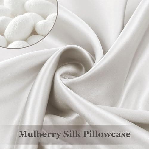 Adubor 100% Silk Pillowcase - Mulberry Silk Pillow Cases, 23 Momme 6A Grade Fibers, Silk Pillow Case for Hair and Skin Health, with Hidden Zipper (Standard 20''×26'', Lvory White, 1PC) thumbnail 4