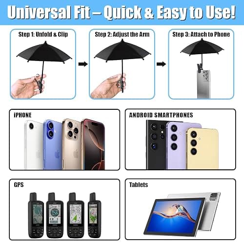 Phone Umbrella - Anti-Glare Sun Shade, Phone Umbrella for Sun iPhone, Clip On umbrella for phone sun shade, Protects from Sunlight and Glare, Outdoor Activities, Universal Fit for All Smartphones thumbnail 8
