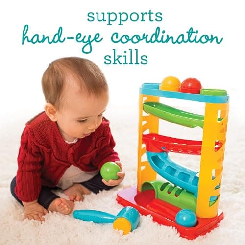 Infantino Bop & Drop Ball Tower - STEAM Educational Play, Hand-Eye Coordination Skills, and Cause and Effect Play for Babies & Toddlers, 12M+ thumbnail 2
