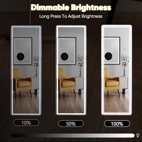 DUMOS LED Full Length Mirror, 20"×63" Floor Standing Mirror with 3 Color Lights & Wall Mounted for Bedroom, Dressing Room, Living Room, Bathroom thumbnail 3