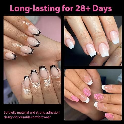 UNA GELLA Extra Short Coffin Nails Tips: 504pcs Pre-etched XS Short Nails, 12 Sizes Clear Coffin Press on Nails Full Cover Gel Tips Acrylic False Fake Nails Extension DIY Salon thumbnail 2