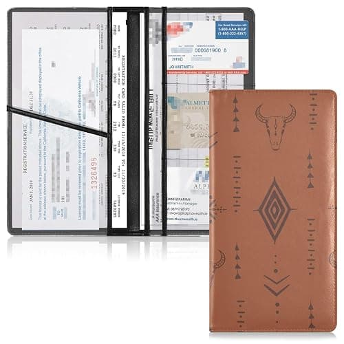 linqin Car Registration and Insurance Card Holder, Western Bull Boho Glove Box Organizer Card Document Wallet - Image 1