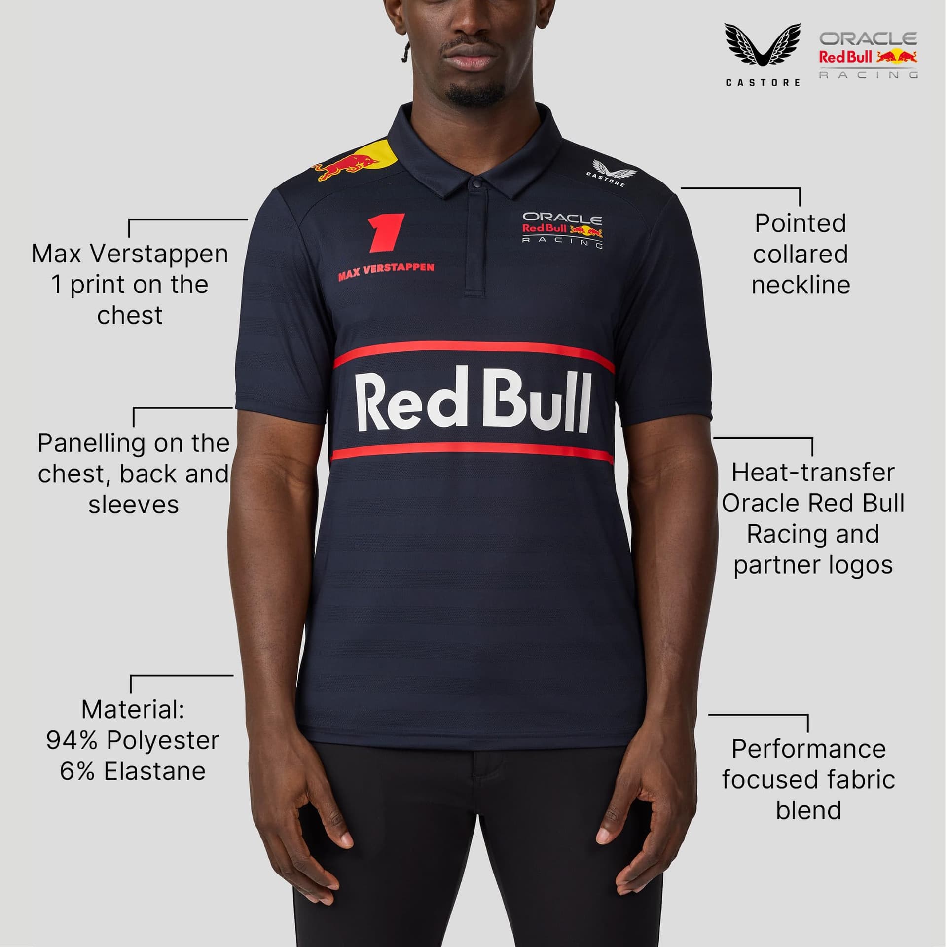 Castore Red Bull Racing F1 Men's 2025 Max Verstappen Team Polo Shirt thumbnail 6