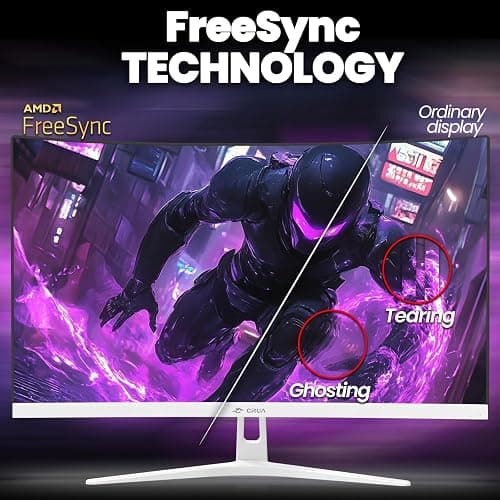 CRUA 27" Curved Gaming Monitor, FHD 1920x1080P, 165Hz/200Hz Computer Monitor, 1800R VA Screen, 120% sRGB, Support AMD FreeSync, Blue Light Filter, HDMI & DP, Wall Mount Install- White thumbnail 5