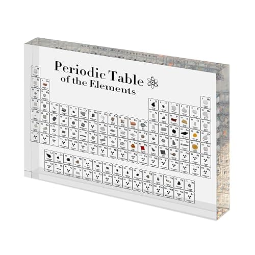 UKKROA - Periodic Table with Real Elements Inside - 83 Kinds of Real Elements & Acrylic Display Stand, for Science Lovers, Students Chemistry Chart Tools, Gifts and Crafts Decoration (5.9" x 4.5") - Image 1