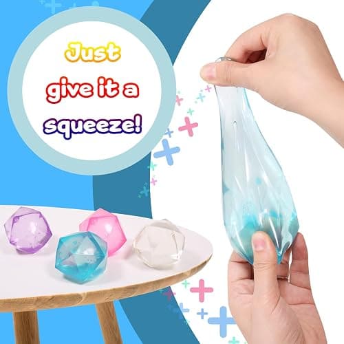 4pcs Mini Small 1.8inch Masonry Ice Squishy Stress Balls-Polyhedron Diamond Sugar Balls Slow Rise-Fidget Toy for Kids Gel Filled Classroom, Calming Toys Anxiety Children Teens (4pcs) thumbnail 5