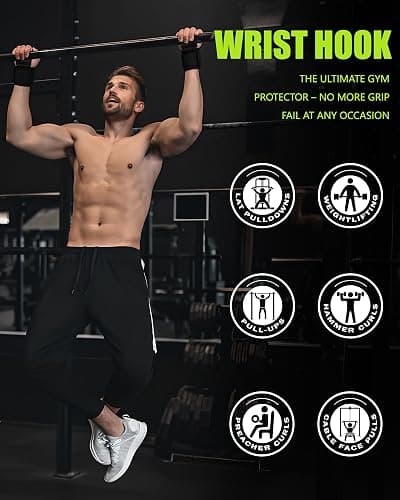 FitDA Weight Lifting Hooks (Pair), Lifting Wrist Straps For Deadlifts, Pull Ups & Shrugs, 600 Lbs(272 kg) Capacity Wristband with Thick Padding, Heavy Duty Gym Workout Grips Straps for Men and Women thumbnail 6