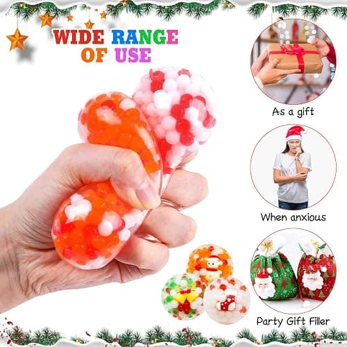 LOKIPA 8 PCS Christmas Stress Ball,Xmas Stress Relief Ball Christmas Water Bead Squeeze Fidget toy for Children Adult Fun Party Gift Filler thumbnail 6