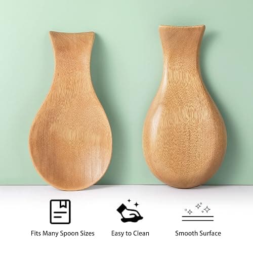 Patelai Acacia Wood Spoon Rest for Stove Top Bamboo Holder for Spatula Rest for Kitchen, Counter Spoon Holder for Countertop, Modern and Rustic for Farmhouse as Dining Table Decoration(Wood Color) thumbnail 3