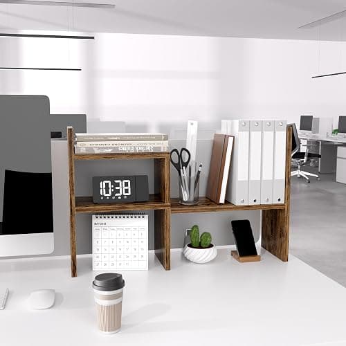 Jerry & Maggie - Desktop Organizer Office Storage Rack Adjustable Wood Display Shelf, Birthday Gifts Toy Home Decor Free Style Rotation Display True Natural Stand Shelf (Natural Wood Tone) thumbnail 7