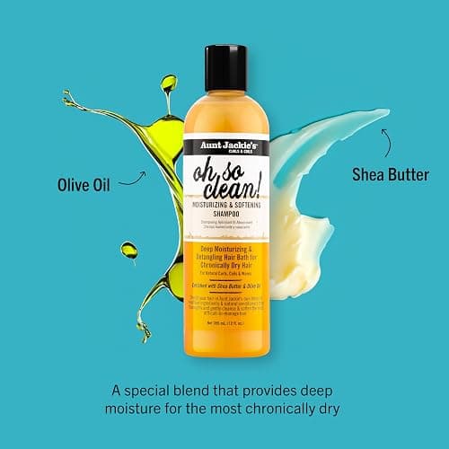 Aunt Jackie's Curls and Coils Oh So Clean Deep Moisturizing and Softening Hair Shampoo for Natural Curls, Coils and Waves, Enriched shea Butter, 12 oz thumbnail 2