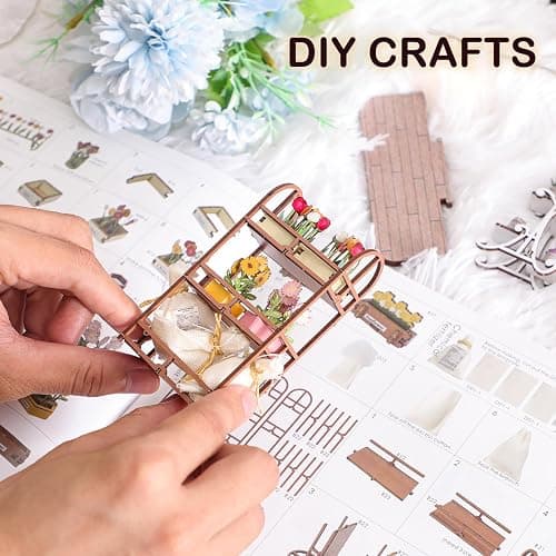 Book Nook Kits for Adults, Miniature House Dollhouse Kit for Teens, DIY Crafts for Adults, Bookshelf Decor Garden House with LED Light, Gifts for Family and Friends thumbnail 2