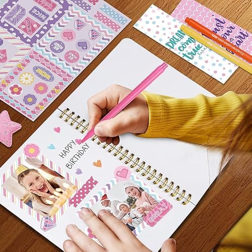 Nollh DIY Journal Kit for Girls - 26PCS Teen Tween Girl Gifts Trendy Stuff, Stocking Stuffers, Scrapbook Supplies Stationery Set, Art Crafts Kit - Ideal Gifts for 8 9 10 11 12 13 14 Year Old Girl thumbnail 2