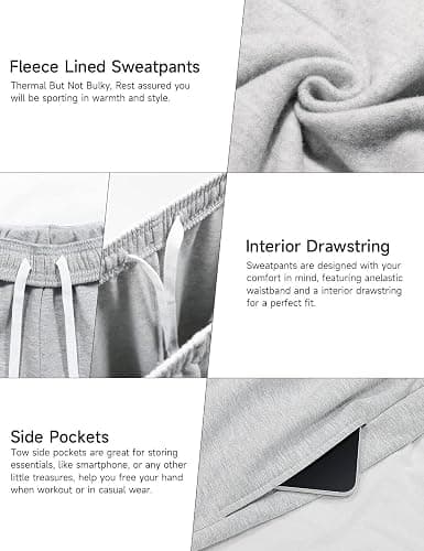 HeSaYep Women's Fleece Lined Sweatpants Wide Leg Thermal Winter Warm Baggy Sweat Pants with Pockets thumbnail 5