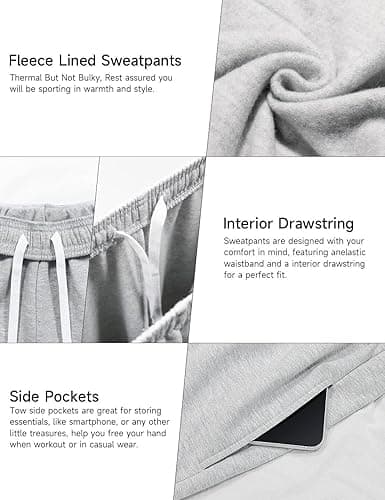 HeSaYep Women's Fleece Lined Sweatpants Wide Leg Thermal Winter Warm Baggy Sweat Pants with Pockets thumbnail 5