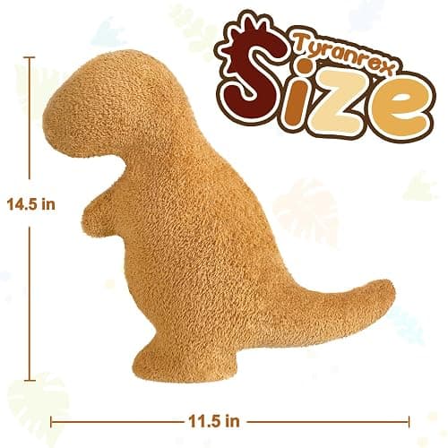 Dino Nugget Pillow Plush Birthday Gifts for Boys Girls, Chicken Dino Nuggets Plush Pillow Funny Easter Gifts , Dinosaur Stuffed Animals Dinosaur Gifts Birthday Present for Kids Teens(Small, Tyran Rex) thumbnail 3