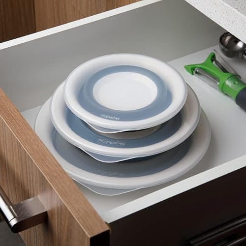 Progressive Prepworks Thinstore Collapsible Prep/Storage Bowls with Lids - Set of 3, Dark Pastels thumbnail 2
