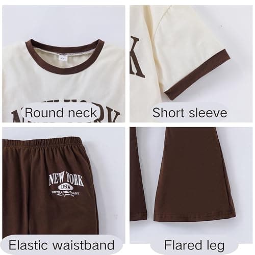 Klyatpxoen Size 6-12 Years Tween Girls Clothes 2PCS Sets Crop Tops & Flare Pants with Letter Print Summer Outfits thumbnail 7