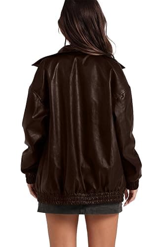 Sampeel Leather Jacket Women Faux Oversized Motorcycle Bomber Coats 2026 Fall Fashion Outfits Winter Clothes thumbnail 3