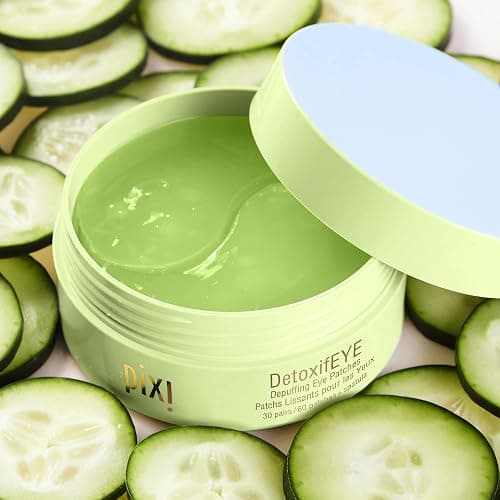 Pixi DetoxifEYE Depuffing Hydrogel Eye Patches with Cucumber, Hyaluronic Acid & Caffeine for Puffy Eyes and Dark Circles | Treats Tired Eyes, Puffiness and Eyebags | Hydrate Eye Area, 60 Patches thumbnail 5