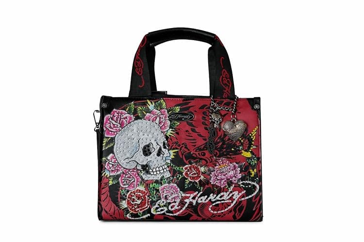 ED HARDY Women’s Tattoo Print Crossbody Bag – Floral Skull Graphic Shoulder Bag with Adjustable Strap thumbnail 4