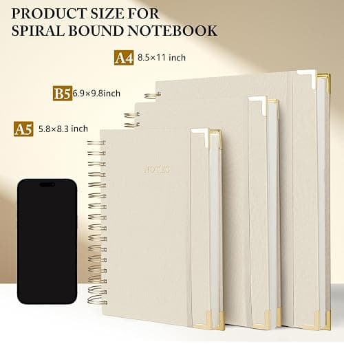ALKALO Spiral Notebook Journal, 328 Pages Linen Hardcover College Ruled Notebook, Lined Thick Journals for Women Men, A5 Thick Spiral Journal for Writing, 100GSM Paper, Cute Notebooks for Work School thumbnail 3