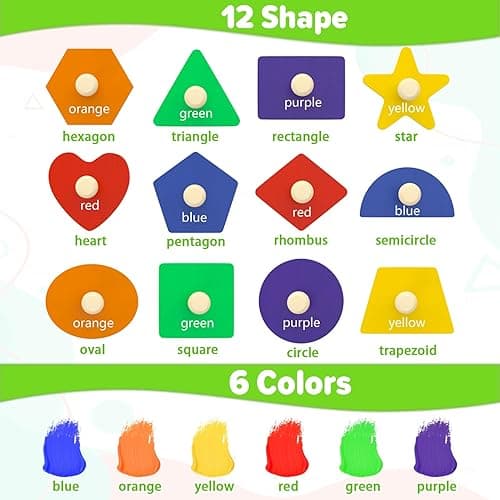 Jumlys Montessori Toys for Toddlers 1, 2, 3 Year Old, Wooden Shape Learning Puzzles for Baby 12-18-24 Months, Early Educational Toys, Perfect Christmas Birthday Gifts for Boys & Girls Age 1-3 - Shape thumbnail 5