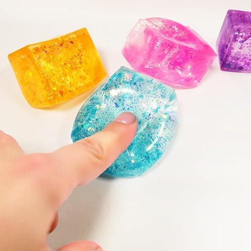 4pcs Glitter Ice Cubes - Colorful Sensory Fidget Toys for Adults & Kids, Fun Squeeze Ball for Stress Relief, Holiday and Birthday Gifts, Perfect Party Toy Gift, Easter Basket Gift thumbnail 2