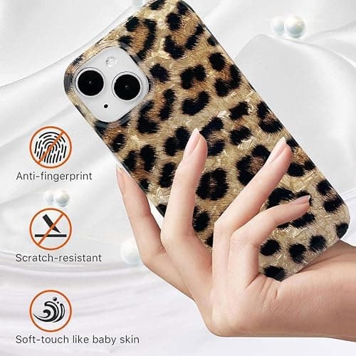 J.west Compatible with iPhone 15 Plus Case, Phone Case iPhone 15 Plus, Soft Sparkly Leopard Print Pearly Thinfoil Animal Design Women Girl Protective Case Phone Cover for iPhone 15 Plus 6.7" thumbnail 6