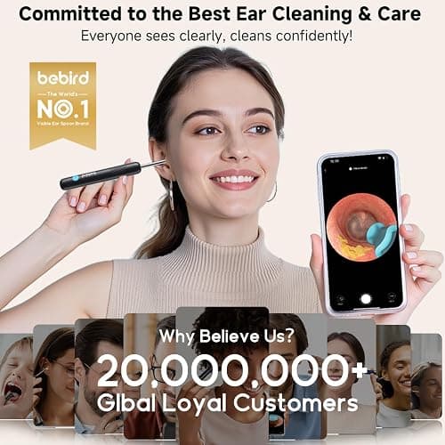 BEBIRD R1 Ultra Ear Wax Removal, Ear Cleaner with Camera Ear Scope, Wax Remove Ear Pick with Ear Otoscope Tweezers, Visual Dropper Cleaning Kit, Ear/Nose/Throat Examination Tool for Family thumbnail 2