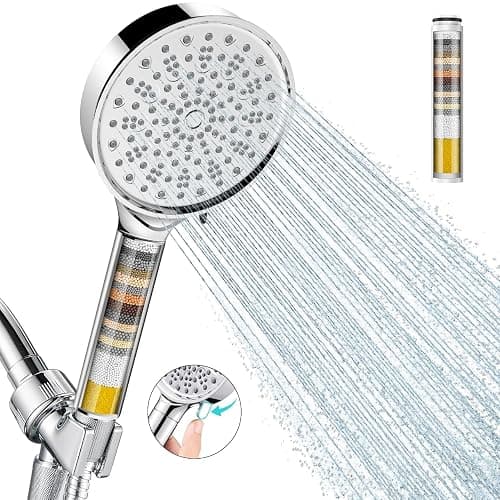 Cobbe Filtered Shower Head with Handheld, High Pressure 6 Spray Mode Showerhead with Filters, Water Softener Filters Beads for Hard Water - Remove Chlorine - Reduces Dry Itchy Skin, Chrome - Image 1