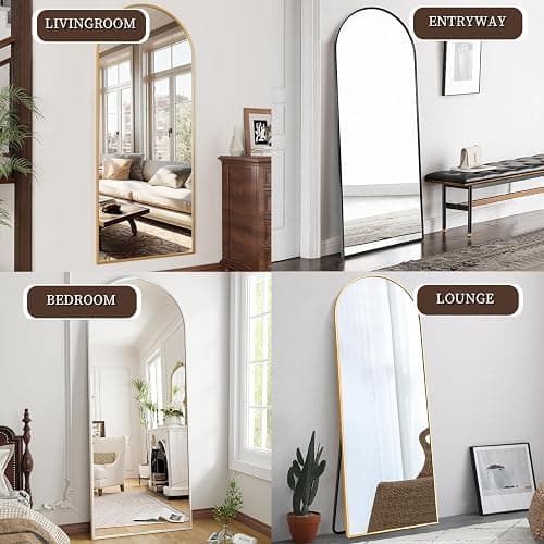 OGCAU Floor Full Length Mirror, 56"x20" Arched Full Body Mirror, White | Aluminum Alloy Frame, Floor, Standing, Hanging, Leaning, Wall Mounted, Suitable for Bedroom, Living Room, Entryway, Cloakroom thumbnail 7