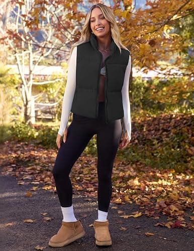 MEROKEETY Puffer Vest Women 2025 Fall Winter Sleeveless Jackets Lightweight Warm Stand Collar Quilted Zip Up Coat thumbnail 6