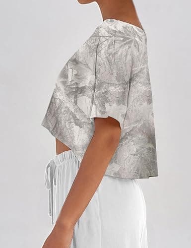 MISSACTIVER Oversized Off The Shoulder Top for Women Short Sleeve Boat Neck Crop Tee Loose Summer Workout Shirt thumbnail 3
