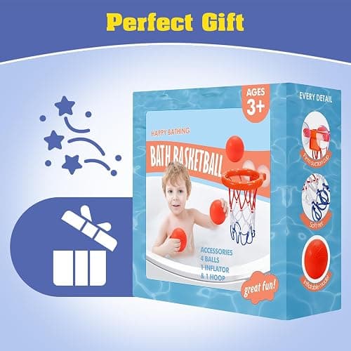 KSABVAIA Bath Toys - Bathtub Basketball Hoop for Kids Toddlers,Bath Toys Shower Toys for Kids Ages 4-8,Suction Cup Basketball Hoop & 4 Soft Balls Set for Boys Girls thumbnail 6