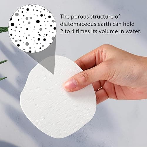 Diatomaceous Earth Coasters Set of 4，Cool Absorbent Quick-Dry Drink Coasters for Desks, Cute Modern Stone Design with Stylish White Aesthetic (4, White) thumbnail 5